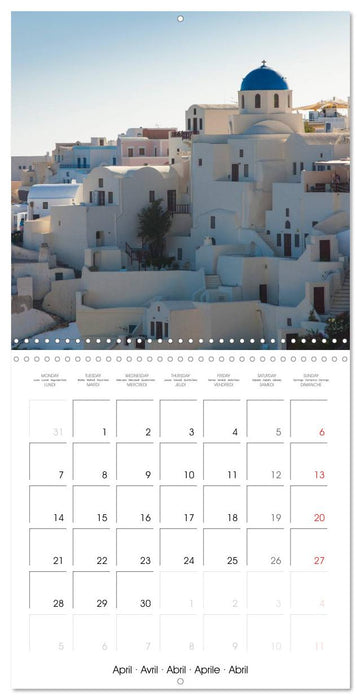 Santorini, Une perle de la Méditerranée (CALVENDO Calendrier mensuel 2025)