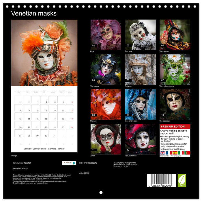 Venetian masks (CALVENDO Monthly Calendar 2025)