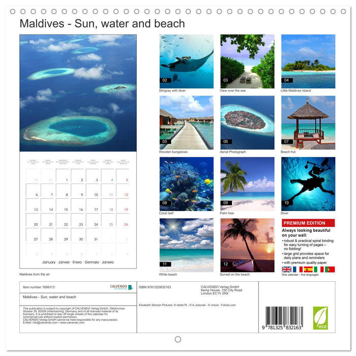 Maldives - Sun, water and beach (CALVENDO Monthly Calendar 2025)