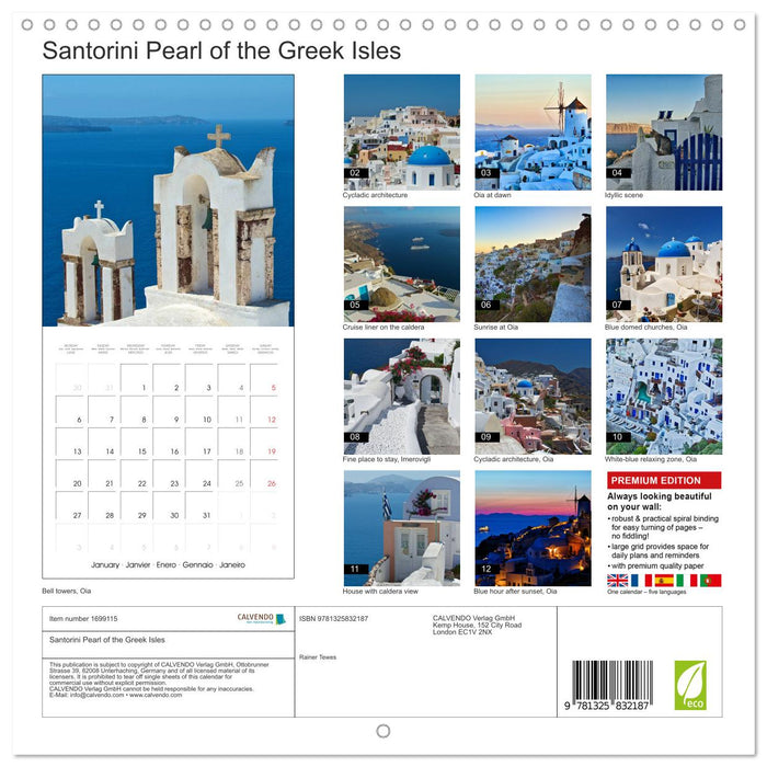 Santorini Pearl of the Greek Isles (CALVENDO Monthly Calendar 2025)