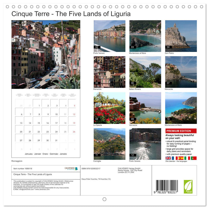 Cinque Terre - The Five Lands of Liguria (CALVENDO Monthly Calendar 2025)