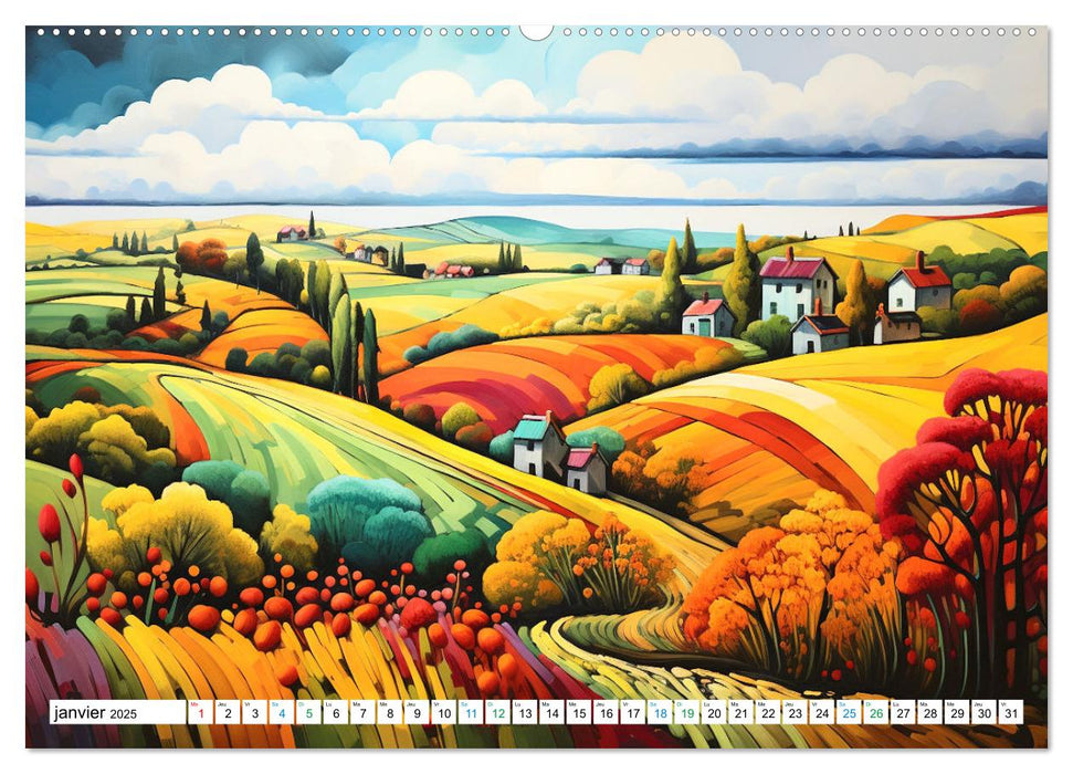 Paysages colorés (CALVENDO Calendrier mensuel 2025)