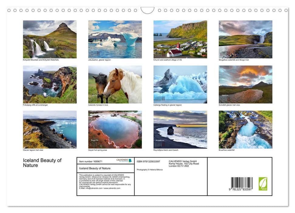 Iceland Beauty of Nature (CALVENDO Monthly Calendar 2025)