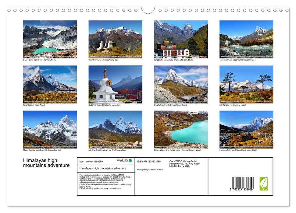 Himalayas high mountains adventure (CALVENDO Monthly Calendar 2025)