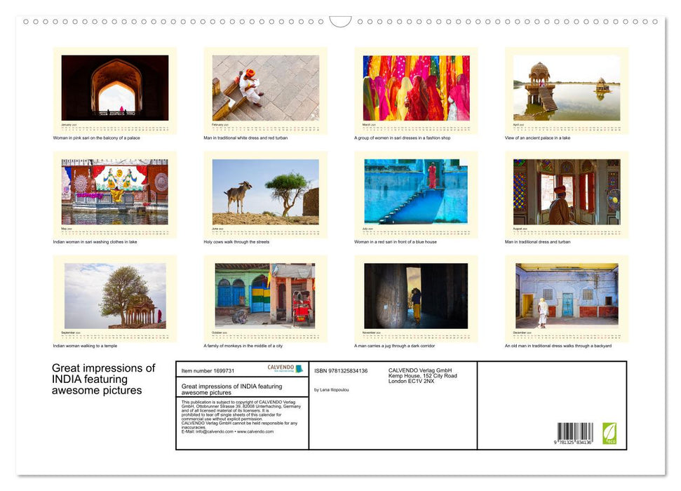 Great impressions of INDIA featuring awesome pictures (CALVENDO Monthly Calendar 2025)