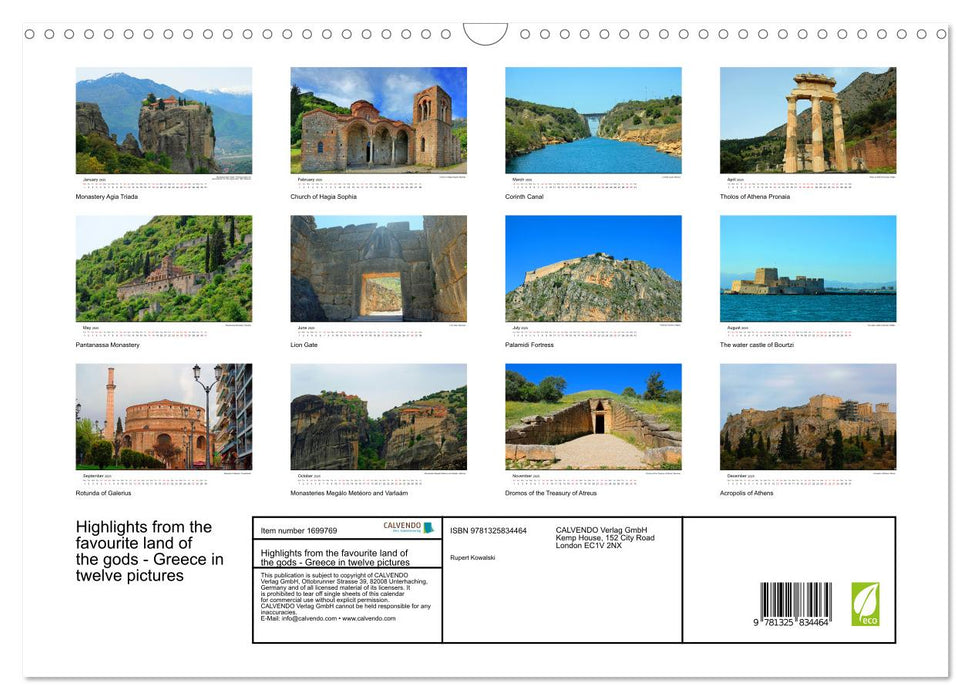 Highlights from the favourite land of the gods - Greece in twelve pictures (CALVENDO Monthly Calendar 2025)