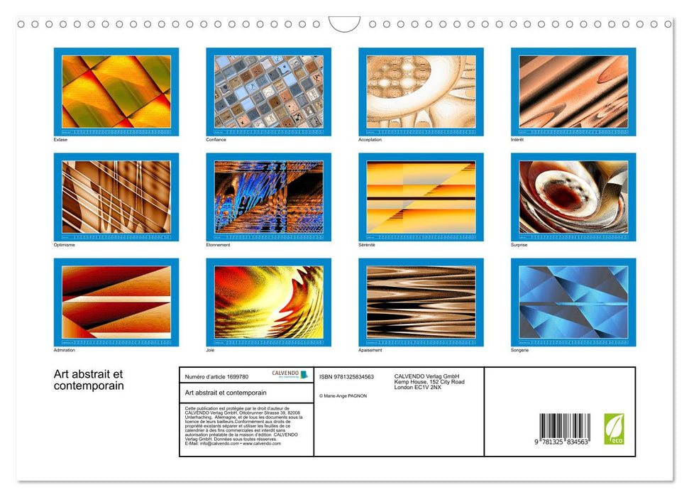 Art abstrait et contemporain (CALVENDO Calendrier mensuel 2025)