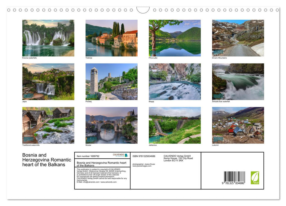 Bosnia and Herzegovina Romantic heart of the Balkans (CALVENDO Monthly Calendar 2025)