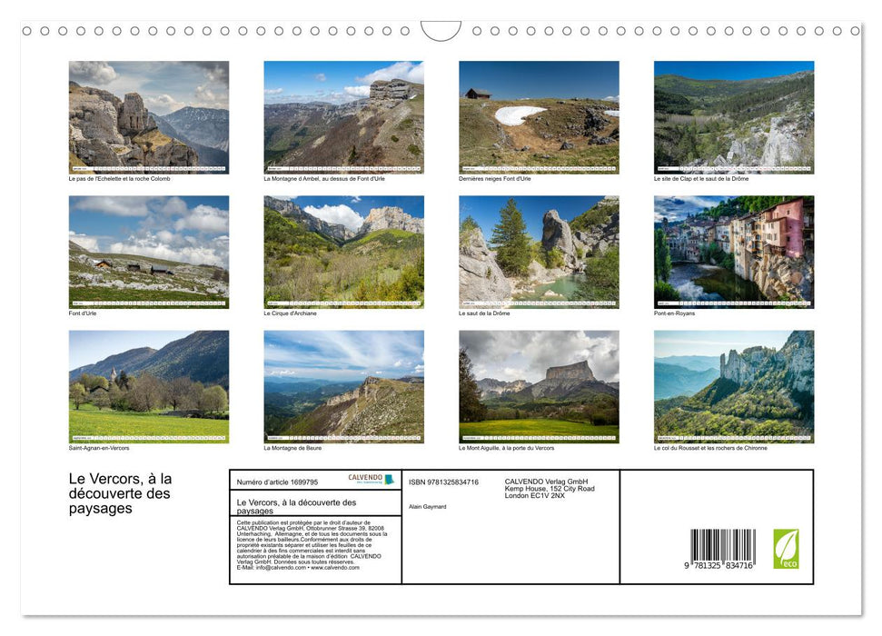 Le Vercors, à la découverte des paysages (CALVENDO Calendrier mensuel 2025)