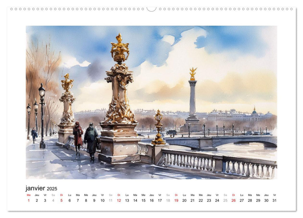 Paris, ville d'amour (CALVENDO Calendrier mensuel 2025)