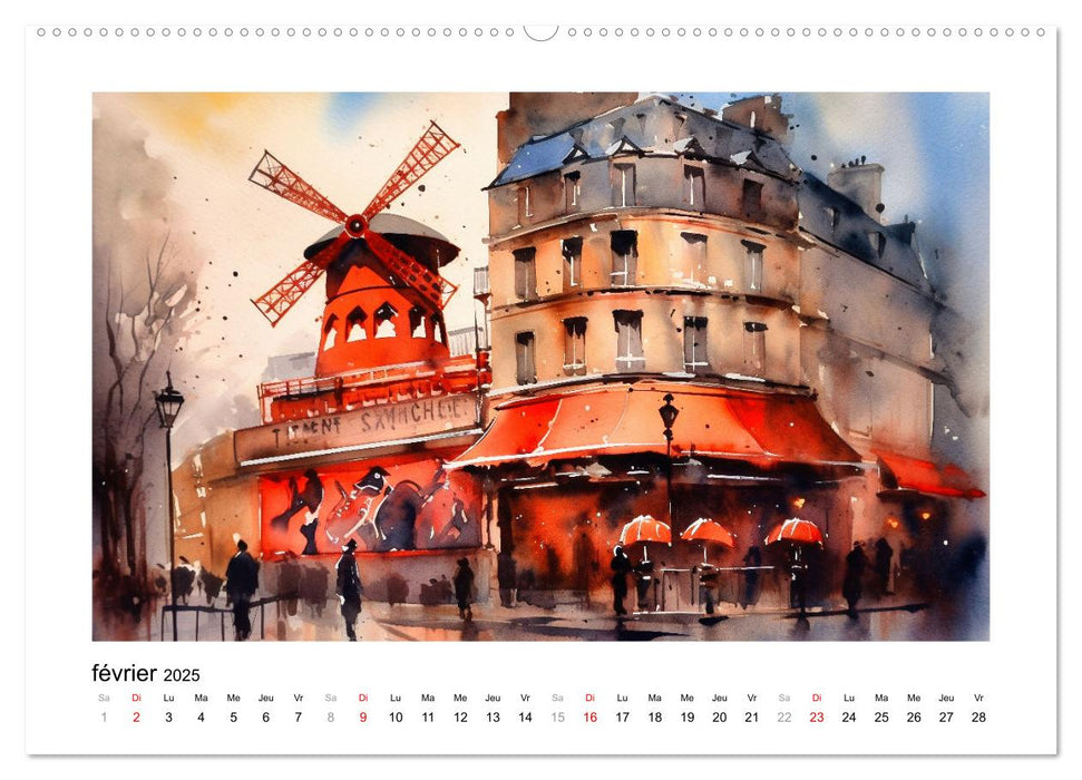 Paris, ville d'amour (CALVENDO Calendrier mensuel 2025)