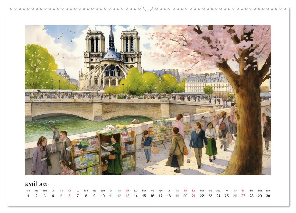 Paris, ville d'amour (CALVENDO Calendrier mensuel 2025)