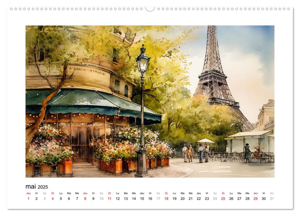 Paris, ville d'amour (CALVENDO Calendrier mensuel 2025)