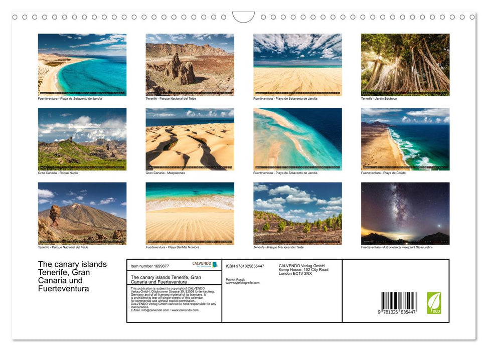 The canary islands Tenerife, Gran Canaria und Fuerteventura (CALVENDO Monthly Calendar 2025)