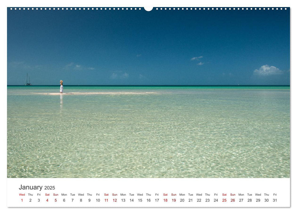 Caribbean beaches and the shades of blue (CALVENDO Monthly Calendar 2025)