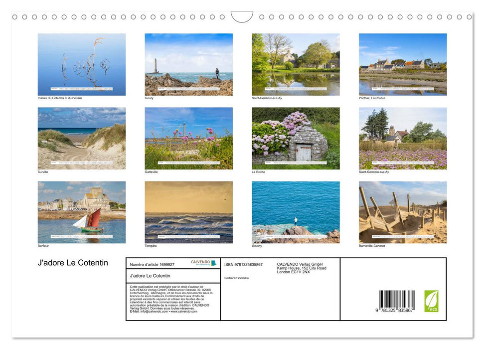 J'adore Le Cotentin (CALVENDO Calendrier mensuel 2025)