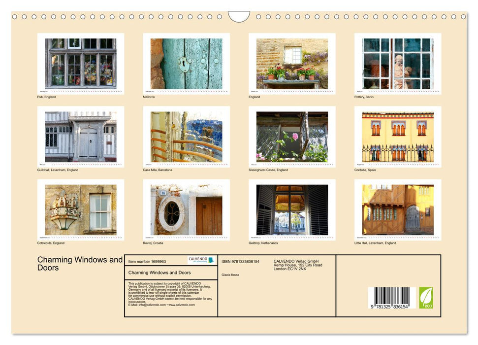 Charming Windows and Doors (CALVENDO Monthly Calendar 2025)