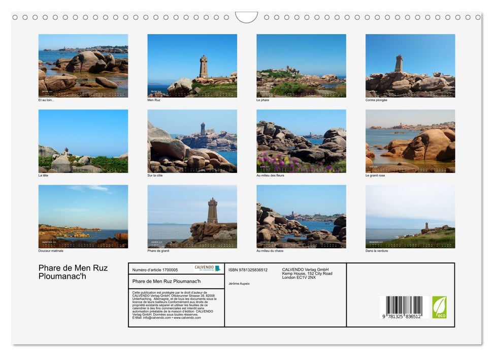 Phare de Men Ruz Ploumanac'h (CALVENDO Calendrier mensuel 2025)