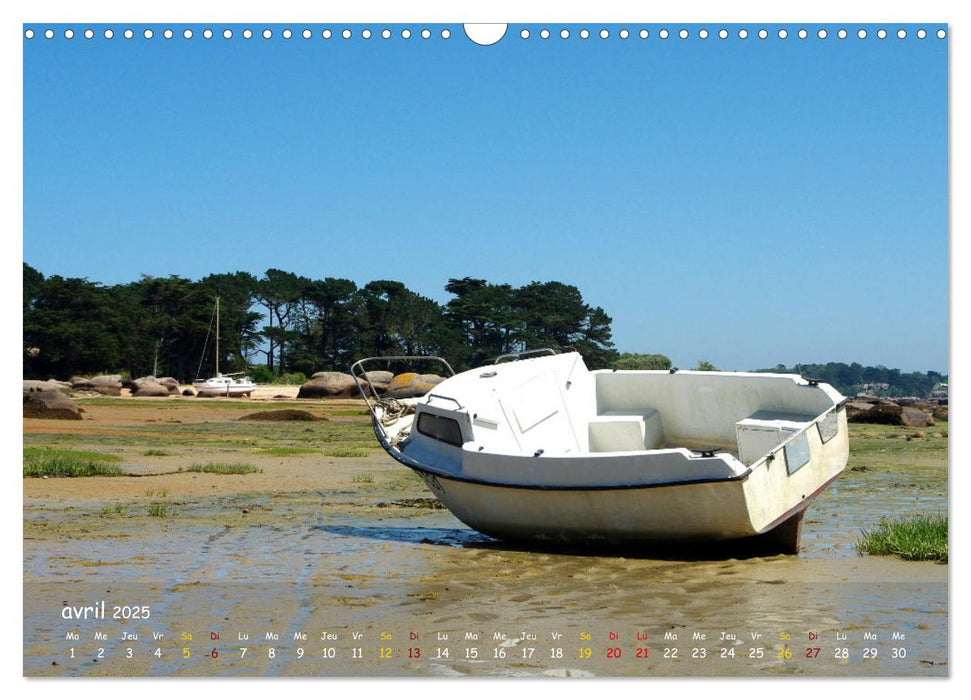 BRETAGNE Bateaux à marée basse (CALVENDO Calendrier mensuel 2025)