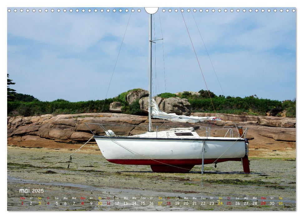 BRETAGNE Bateaux à marée basse (CALVENDO Calendrier mensuel 2025)