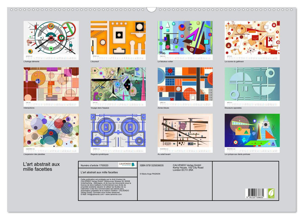 L'art abstrait aux mille facettes (CALVENDO Calendrier mensuel 2025)