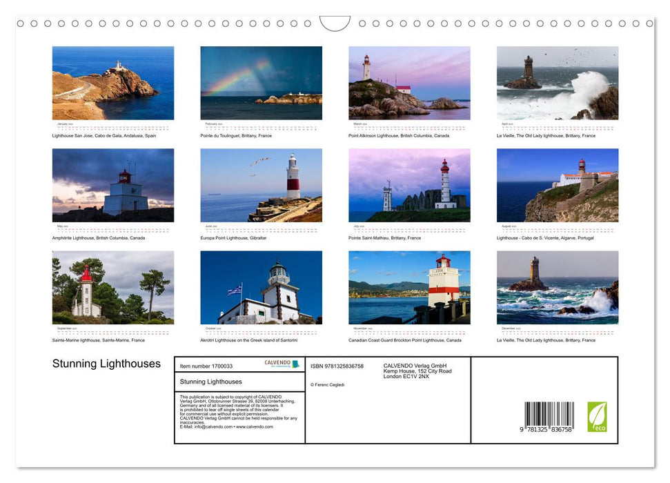 Stunning Lighthouses (CALVENDO Monthly Calendar 2025)