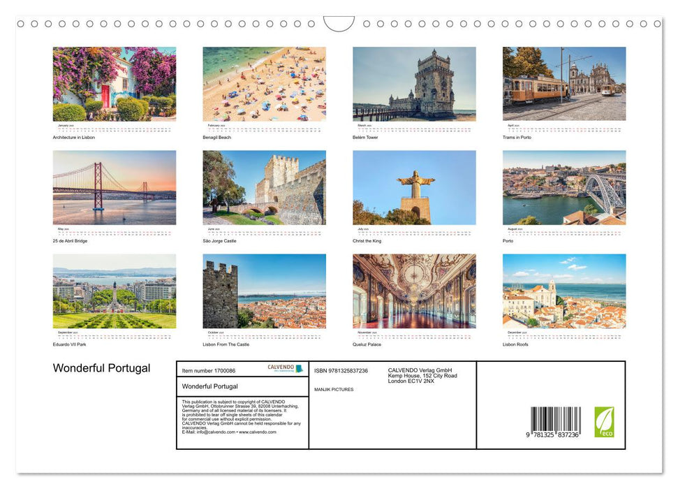 Wonderful Portugal (CALVENDO Monthly Calendar 2025)