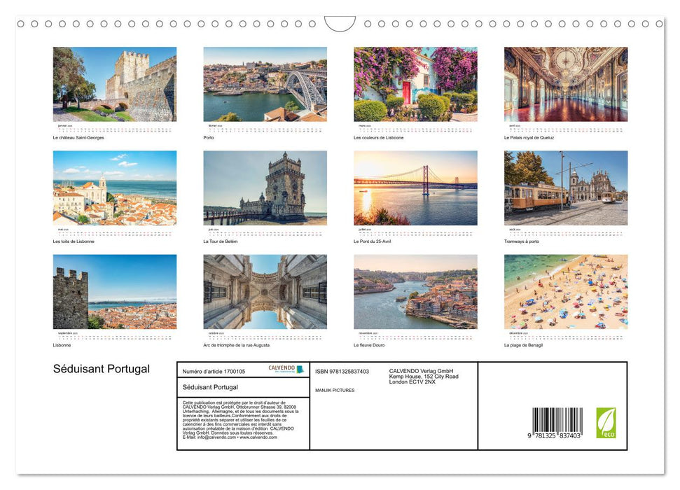 Séduisant Portugal (CALVENDO Calendrier mensuel 2025)