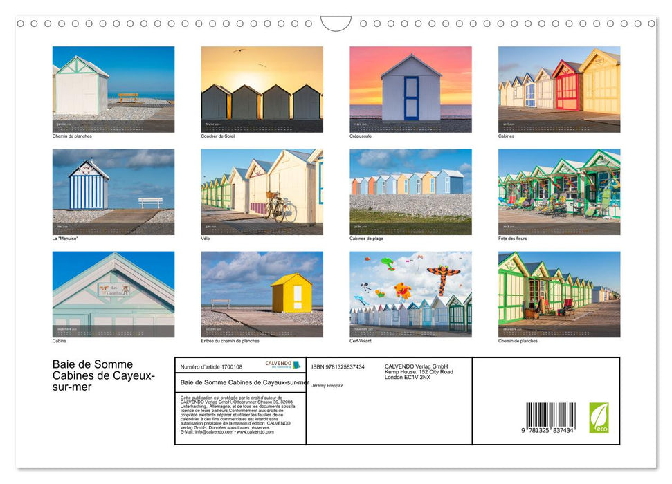 Baie de Somme Cabines de Cayeux-sur-mer (CALVENDO Calendrier mensuel 2025)