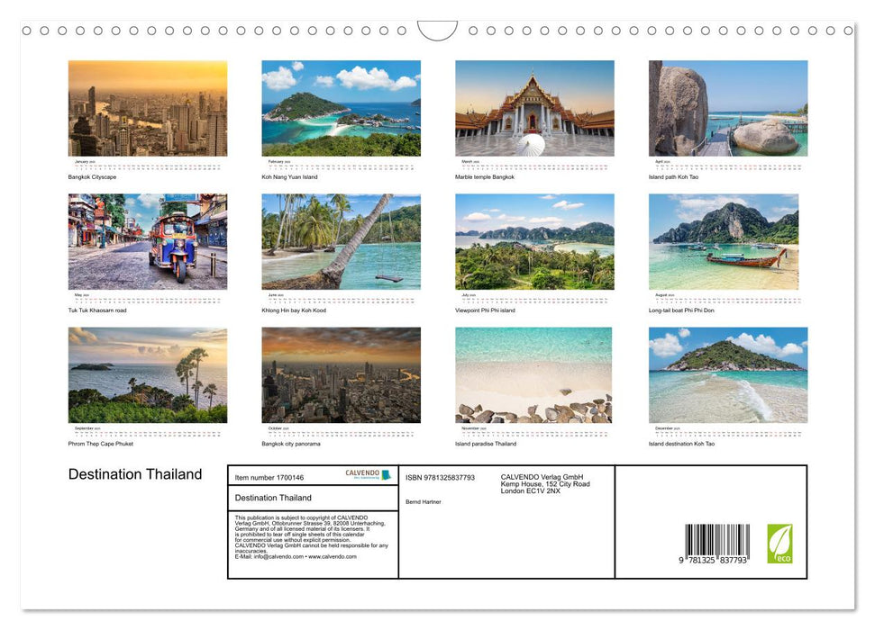 Destination Thailand (CALVENDO Monthly Calendar 2025)