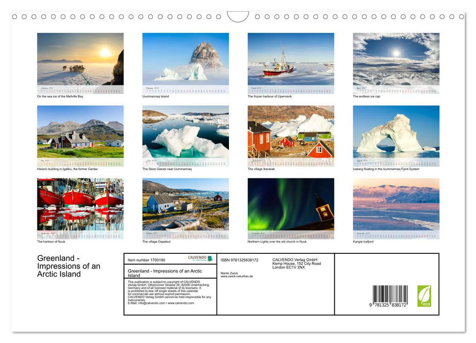 Greenland - Impressions of an Arctic Island (CALVENDO Monthly Calendar 2025)