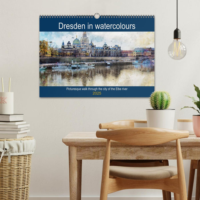 Dresden in watercolours - Tour through the historic old town (CALVENDO Monthly Calendar 2025)