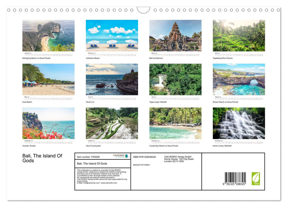 Bali, The Island Of Gods (CALVENDO Monthly Calendar 2025)