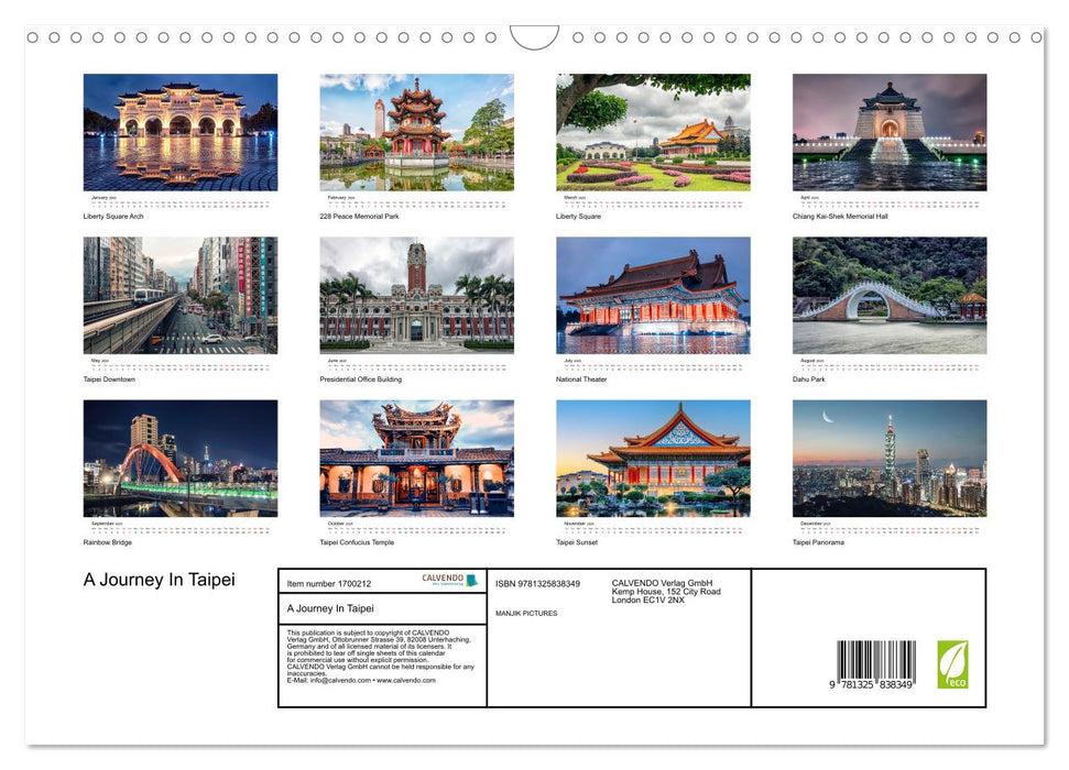 A Journey In Taipei (CALVENDO Monthly Calendar 2025)