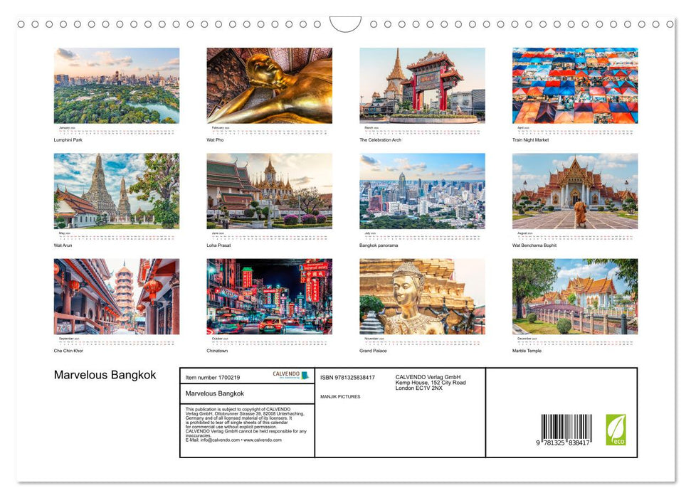 Marvelous Bangkok (CALVENDO Monthly Calendar 2025)