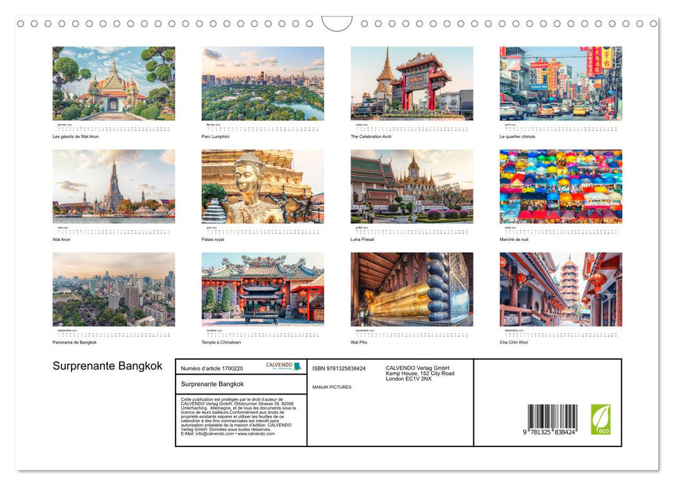 Surprenante Bangkok (CALVENDO Calendrier mensuel 2025)