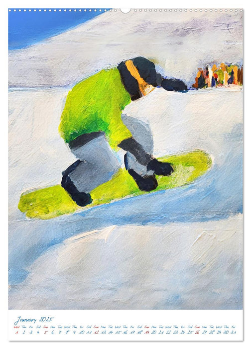 Colourful snowboard power world (CALVENDO Monthly Calendar 2025)