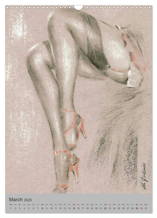 Erotic Art - Nude and Lingerie hand painted (CALVENDO Monthly Calendar 2025)