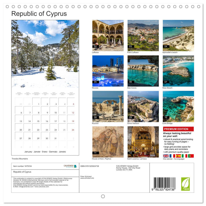 Republic of Cyprus (CALVENDO Monthly Calendar 2025)