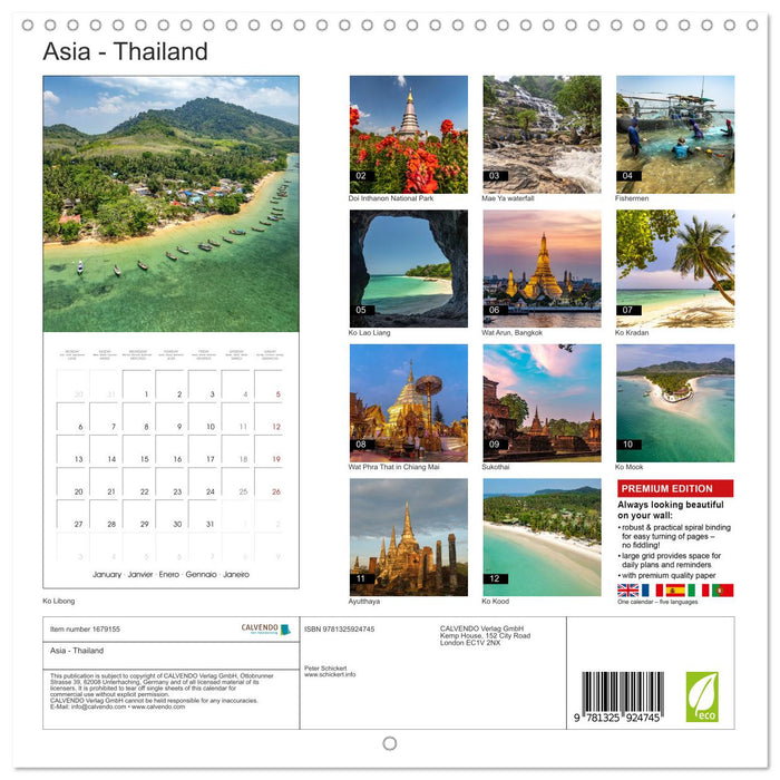 Asia - Thailand (CALVENDO Monthly Calendar 2025)