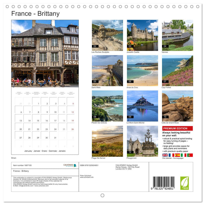 France - Brittany (CALVENDO Monthly Calendar 2025)