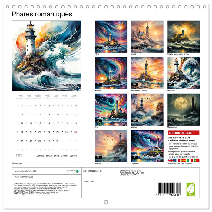 Phares romantiques (CALVENDO Calendrier mensuel 2025)