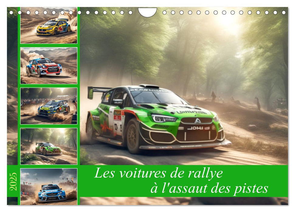 Les voitures de rallye à l'assaut des pistes (CALVENDO Calendrier mensuel 2025)