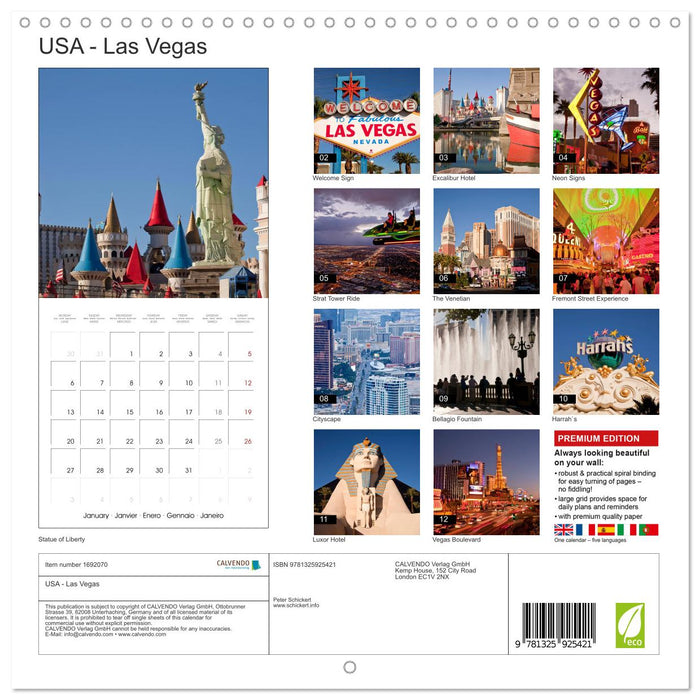 USA - Las Vegas (CALVENDO Monthly Calendar 2025)