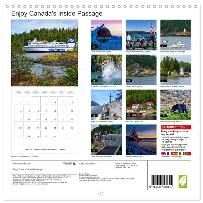 Enjoy Canada's Inside Passage (CALVENDO Monthly Calendar 2025)