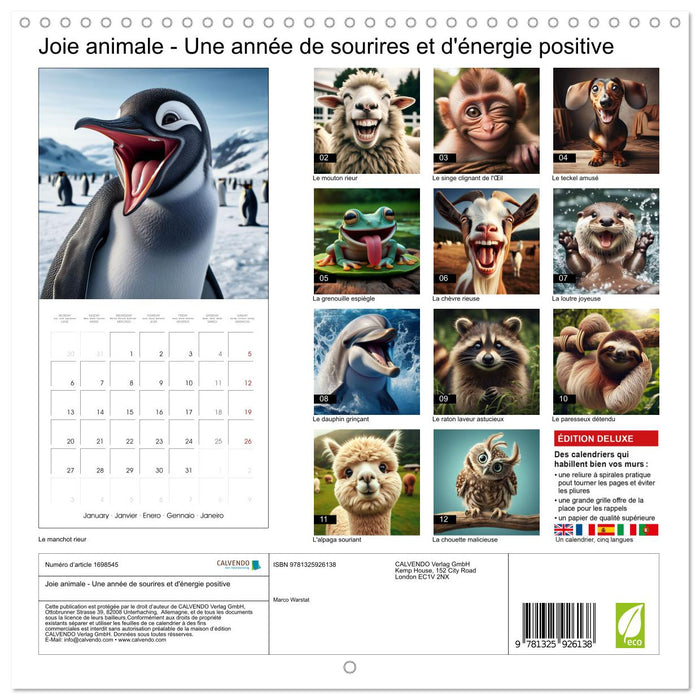 Joie animale - Une année de sourires et d'énergie positive (CALVENDO Calendrier mensuel 2025)