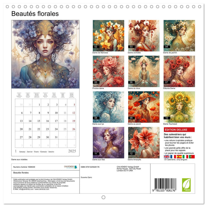 Beautés florales (CALVENDO Calendrier mensuel 2025)