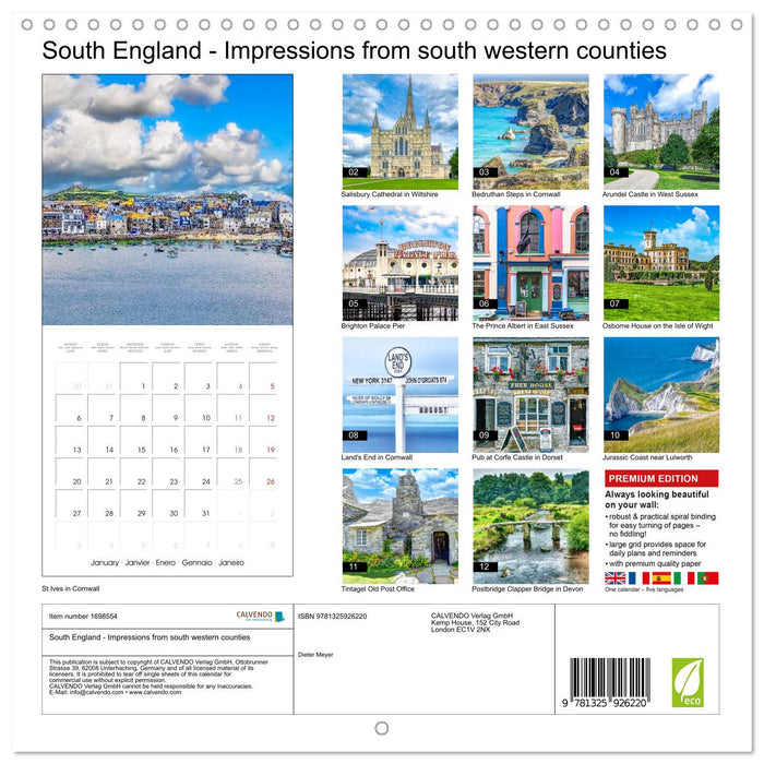 South England - Impressions from south western counties (CALVENDO Monthly Calendar 2025)