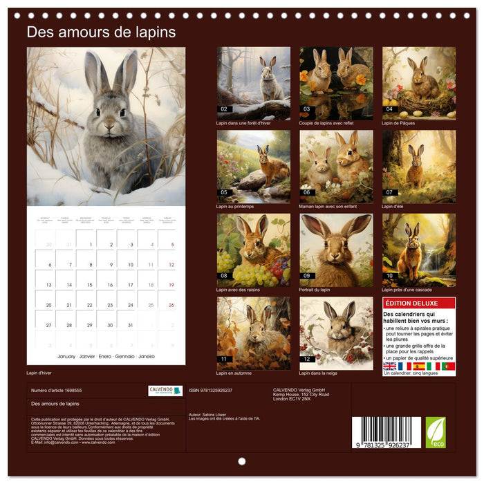 Des amours de lapins (CALVENDO Calendrier mensuel 2025)