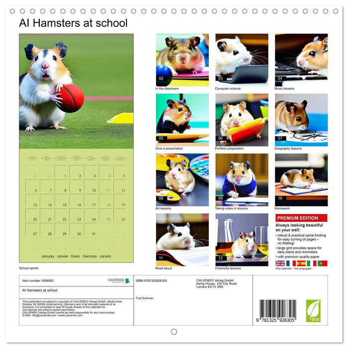 AI Hamsters at school (CALVENDO Monthly Calendar 2025)